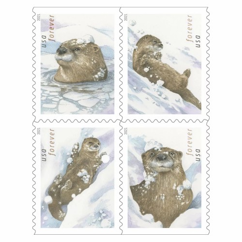 Otters in Snow Stamps 2021